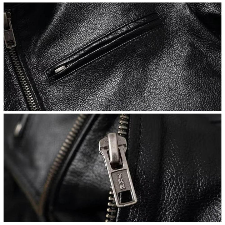 Black Leather Moto Jacket for men