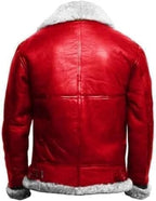 Men's RAF B3 Aviator Sheepskin Leather Jacket with Fur Collar & Adjustable Waist Belt – Mens Bomber Jacket