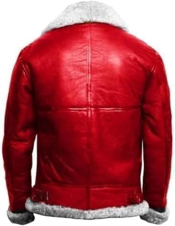 Men's RAF B3 Aviator Sheepskin Leather Jacket with Fur Collar & Adjustable Waist Belt – Mens Bomber Jacket