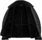 Men's RAF B3 Aviator Sheepskin Leather Jacket with Fur Collar & Adjustable Waist Belt – Mens Bomber Jacket