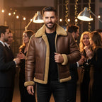 Men's RAF B3 Aviator Sheepskin Leather Jacket with Fur Collar & Adjustable Waist Belt – Mens Bomber Jacket