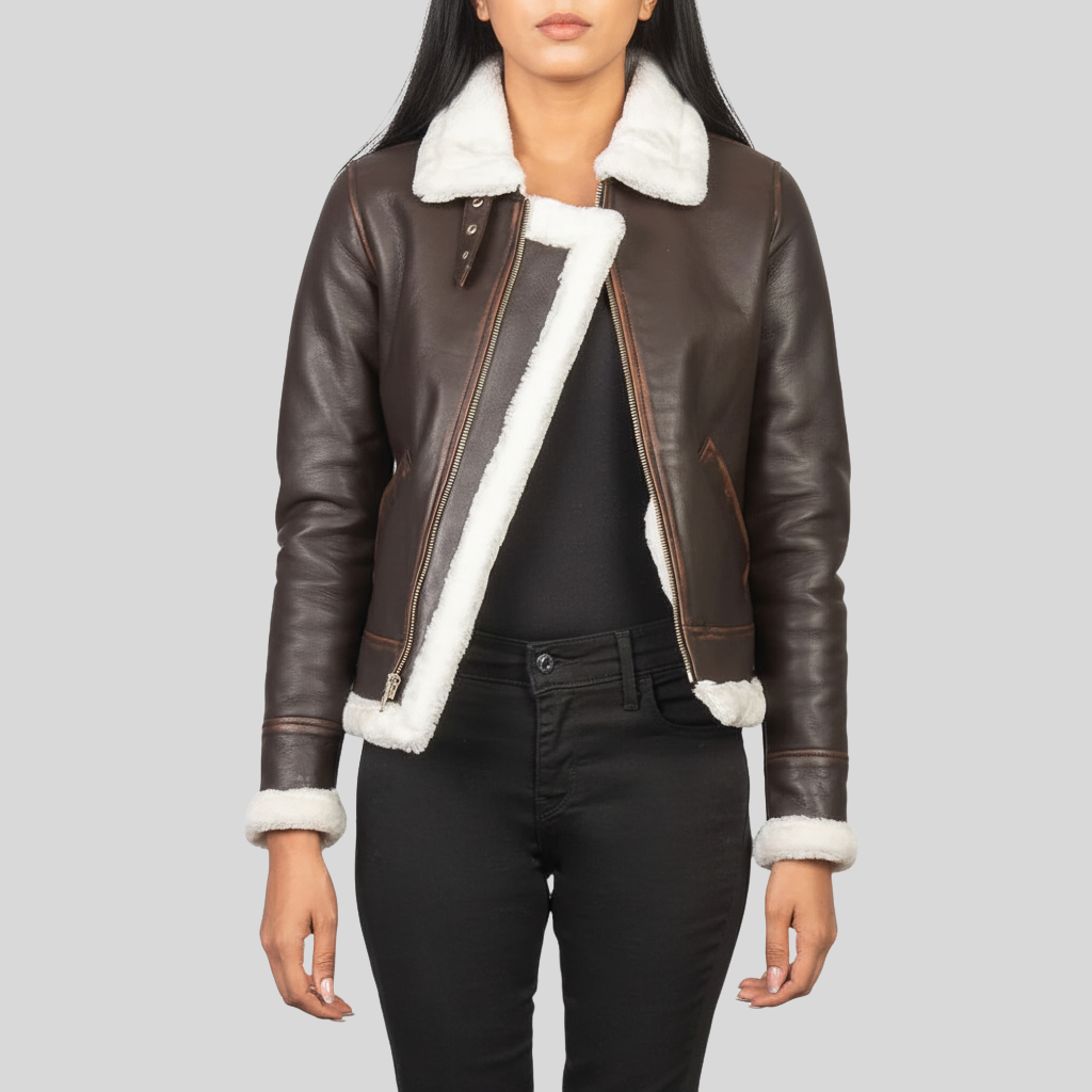 Classic Brown Leather B-3 Bomber Jacket