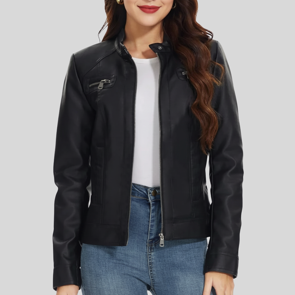 Classic Pure Black Leather Motorcycle Jacket