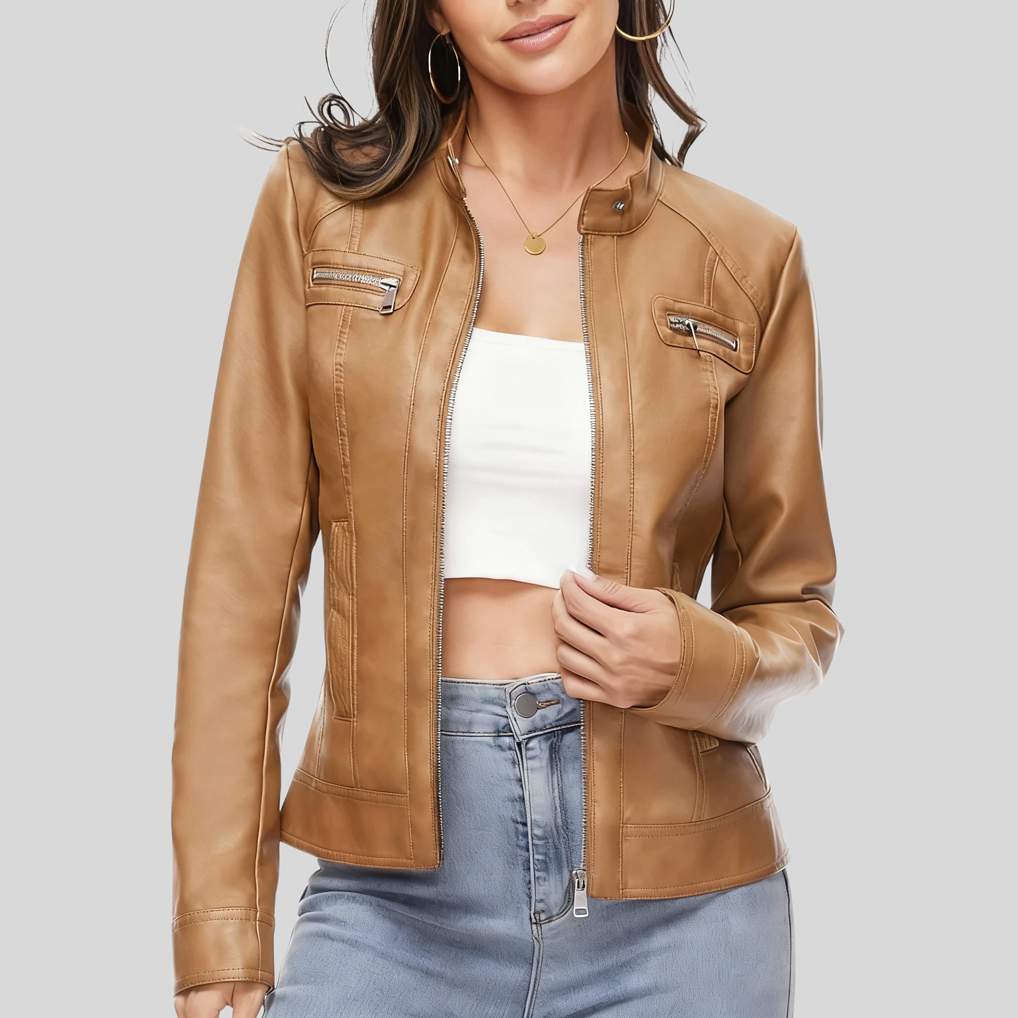 Heritage Camel Leather Motorcycle Jacket