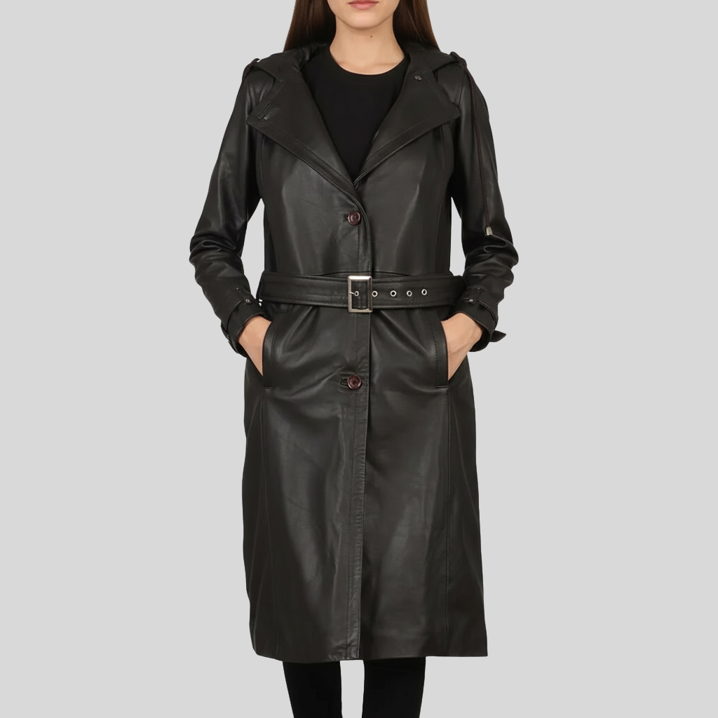 Iconic Brown Hooded Trench Coat for Women