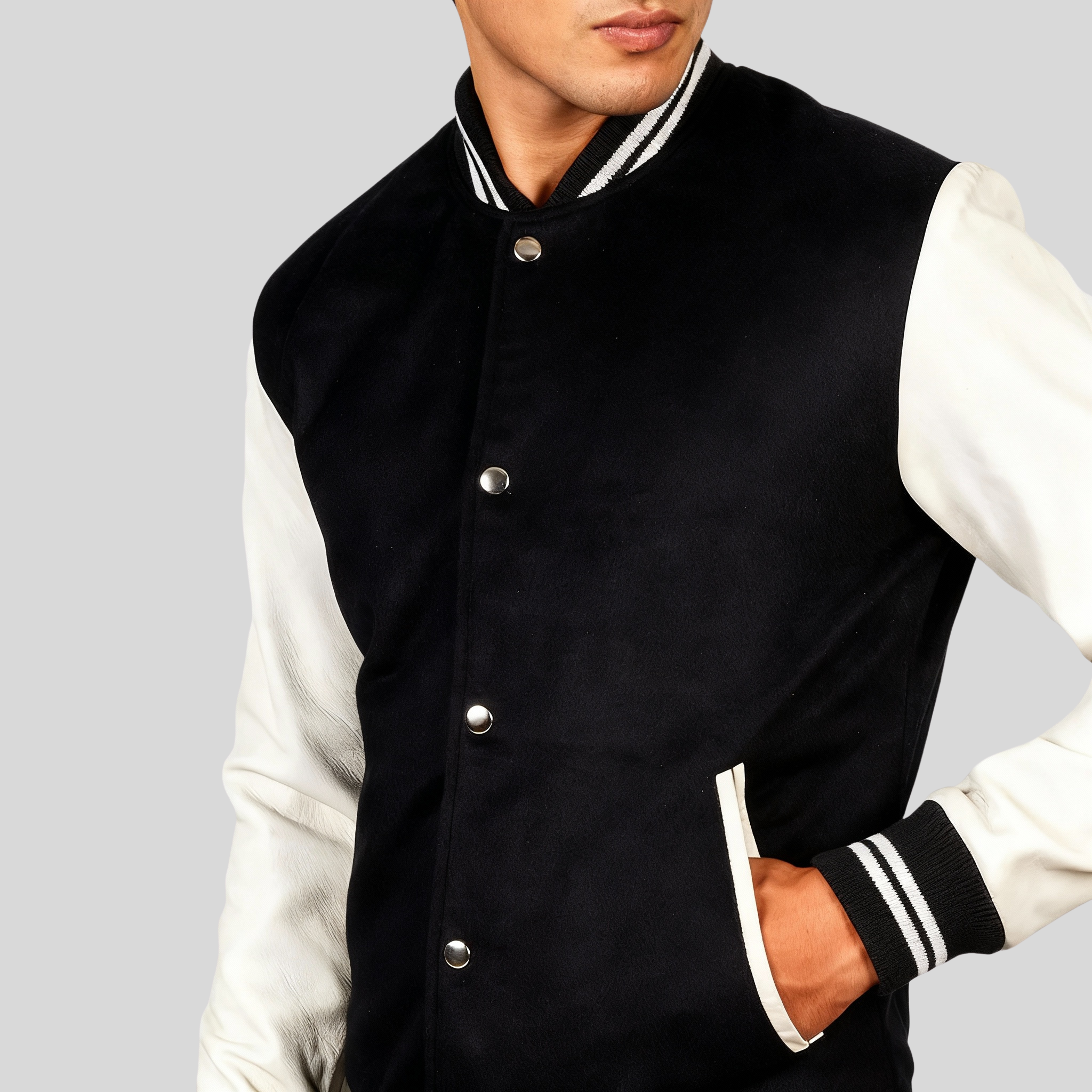 Men’s Vaxton Black & White Heritage Varsity Jacket