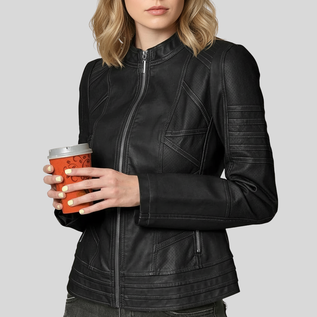 Women’s Classic Black Leather Moto Jacket