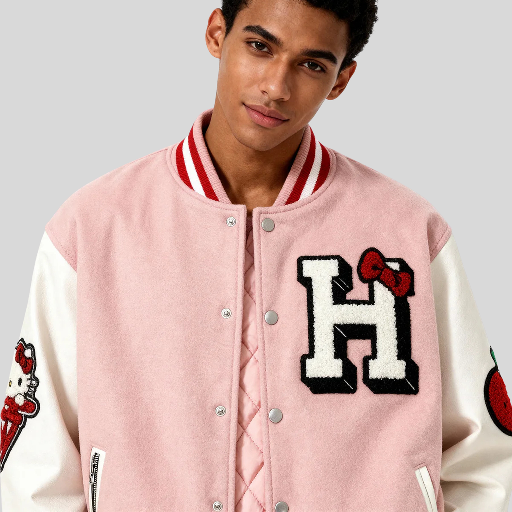 Hello Kitty Pink Varsity Jacket for men