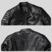 Black Leather Moto Jacket for men