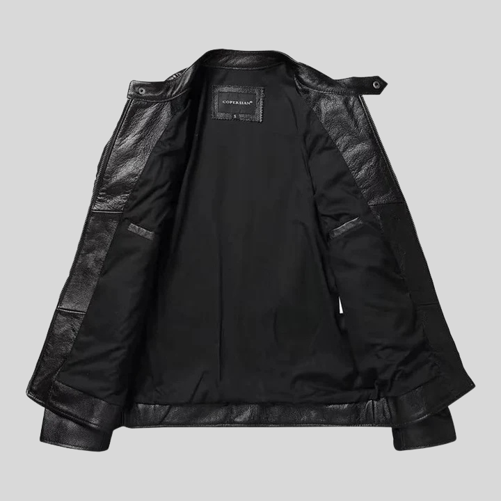 Black Leather Moto Jacket for men