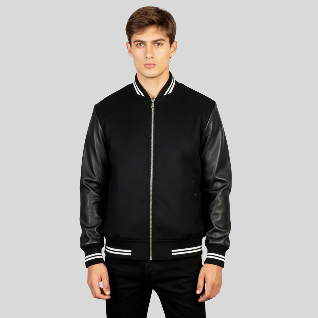 Harrison Men’s Black Hybrid Varsity Jacket
