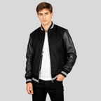 Harrison Men’s Black Hybrid Varsity Jacket