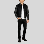 Harrison Men’s Black Hybrid Varsity Jacket