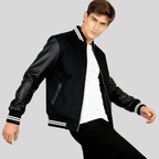 Harrison Men’s Black Hybrid Varsity Jacket