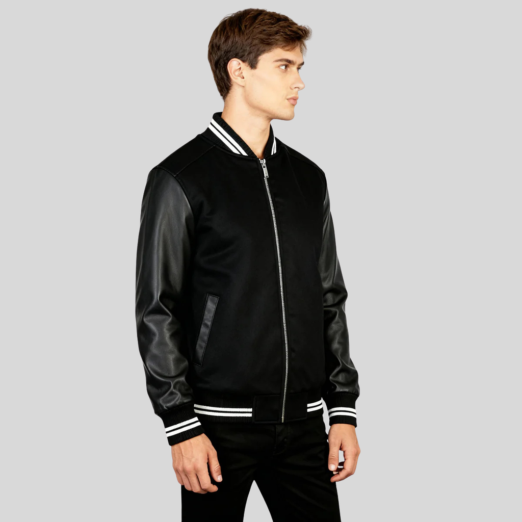 Harrison Men’s Black Hybrid Varsity Jacket