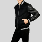 Harrison Men’s Black Hybrid Varsity Jacket
