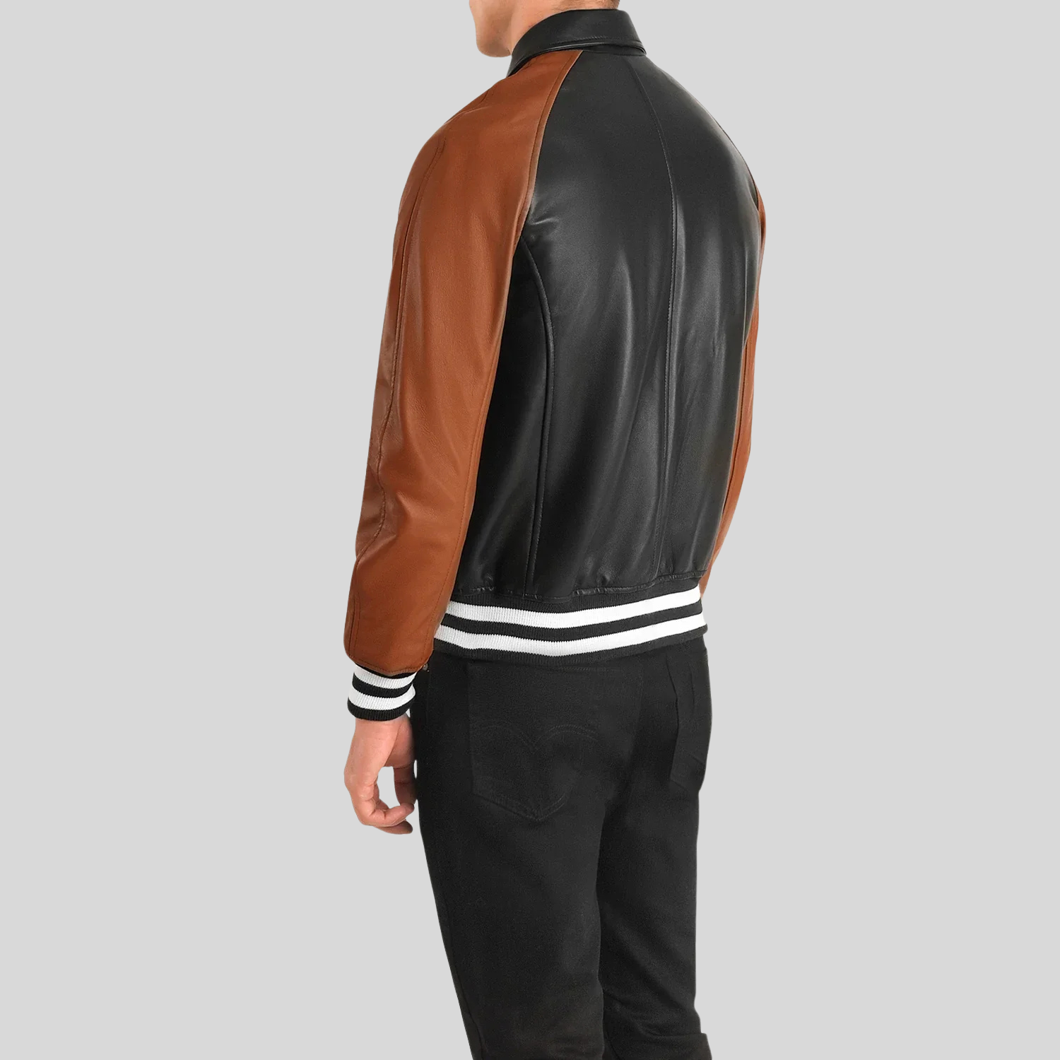 Walton Black & Brown Leather Varsity Jacket – Men’s Hybrid Style for men
