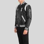 Liberte Illinois Black Leather Varsity Jacket for men