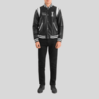 Liberte Illinois Black Leather Varsity Jacket for men