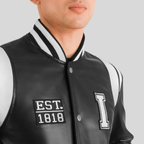 Liberte Illinois Black Leather Varsity Jacket for men