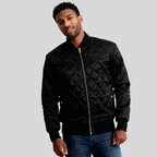 Danson Quilted Black Leather Varsity Jacket for men