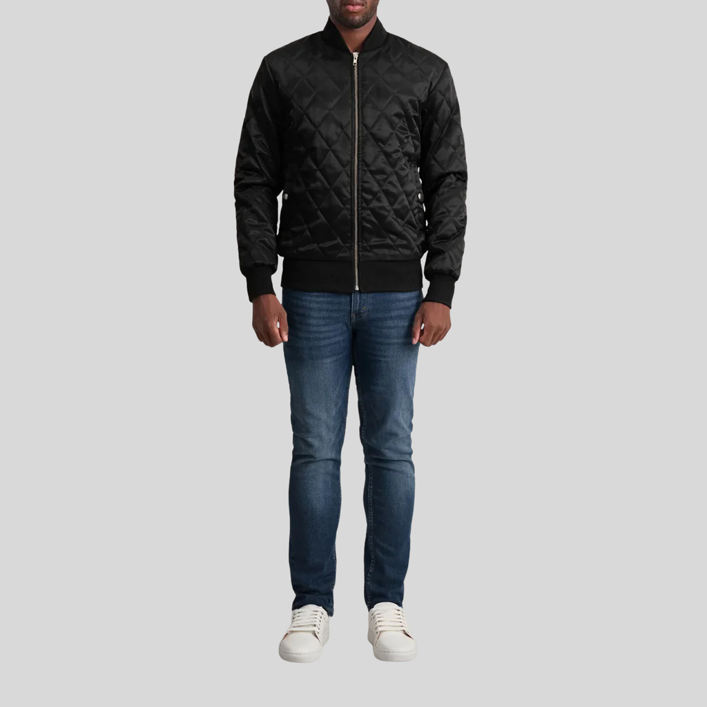 Danson Quilted Black Leather Varsity Jacket for men