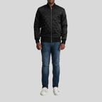 Danson Quilted Black Leather Varsity Jacket for men