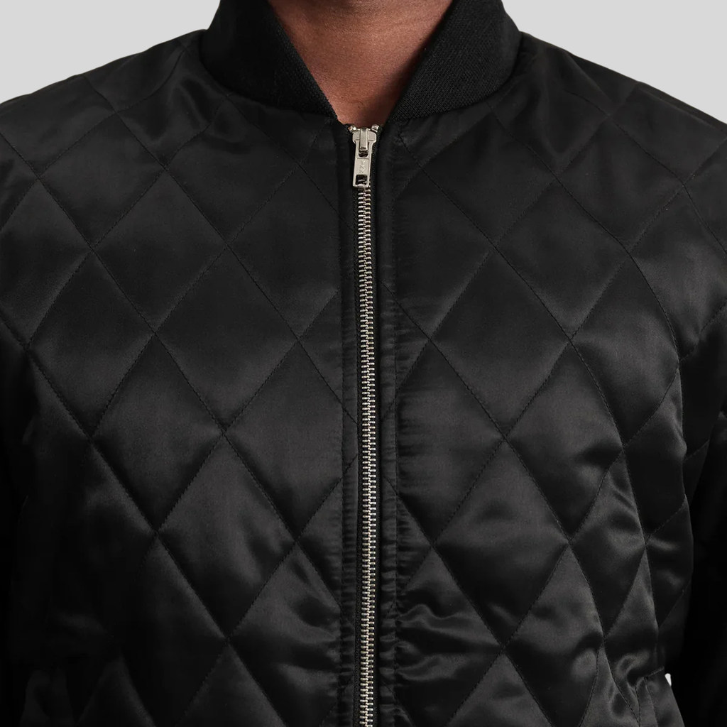Danson Quilted Black Leather Varsity Jacket for men
