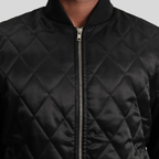 Danson Quilted Black Leather Varsity Jacket for men
