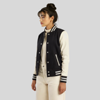 Timeless Women’s Black & White Hybrid Varsity Jacket
