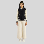 Timeless Women’s Black & White Hybrid Varsity Jacket