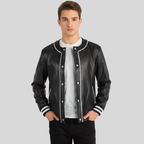 Willis Black Leather Varsity Jacket – Men’s Classic Hybrid
