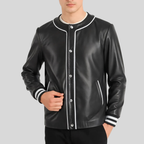 Willis Black Leather Varsity Jacket – Men’s Classic Hybrid