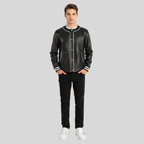 Willis Black Leather Varsity Jacket – Men’s Classic Hybrid