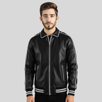 Cooper Black Leather Varsity Jacket – Men’s Hybrid Classic