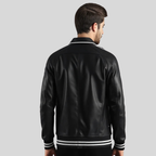 Cooper Black Leather Varsity Jacket – Men’s Hybrid Classic