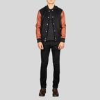 Vaxton Brown & Black Hybrid Varsity Jacket – Men’s Premium Style