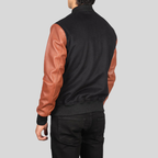 Vaxton Brown & Black Hybrid Varsity Jacket – Men’s Premium Style