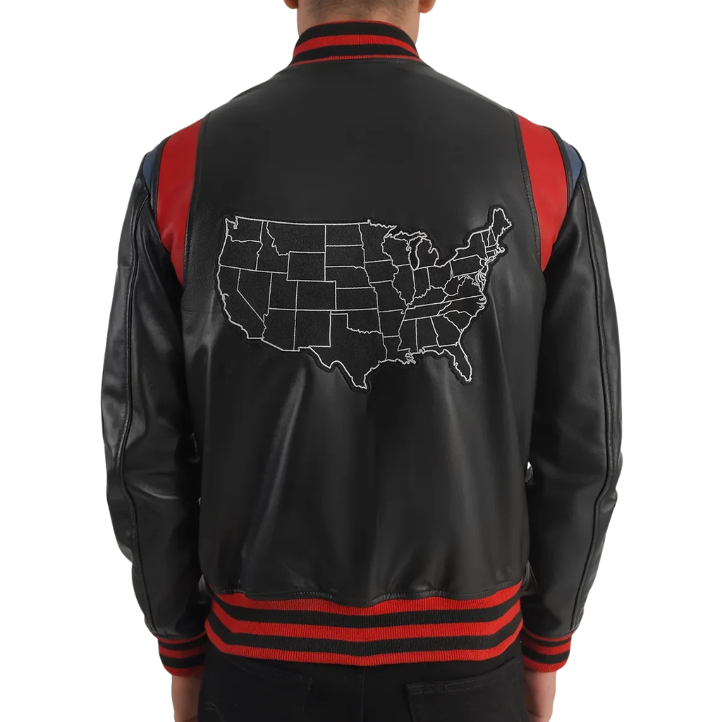 Liberte USA Black Leather Varsity Jacket – Men’s Premium Edition