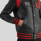 Liberte USA Black Leather Varsity Jacket – Men’s Premium Edition