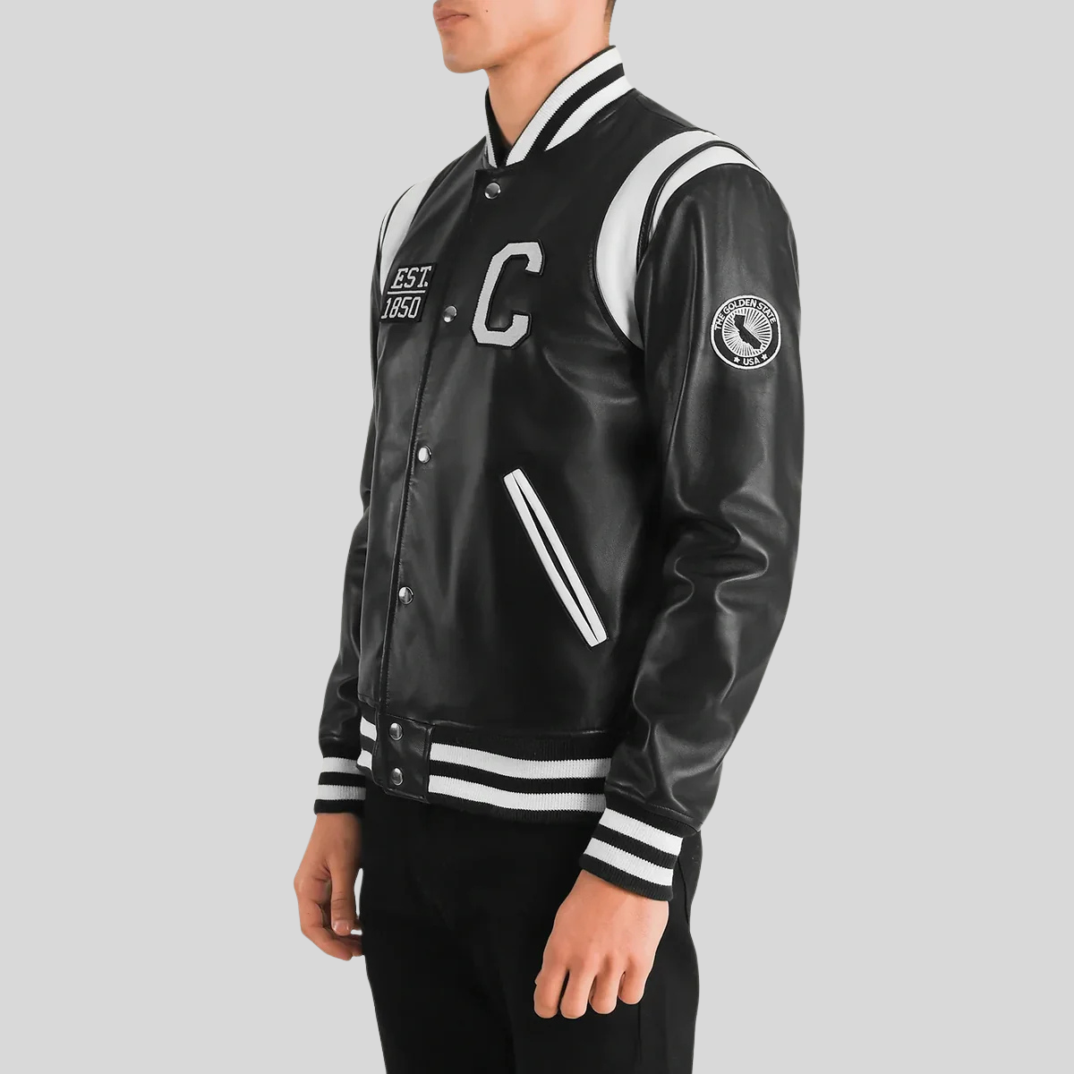 Liberte California Black Leather Varsity Jacket – Men’s Premium Edition