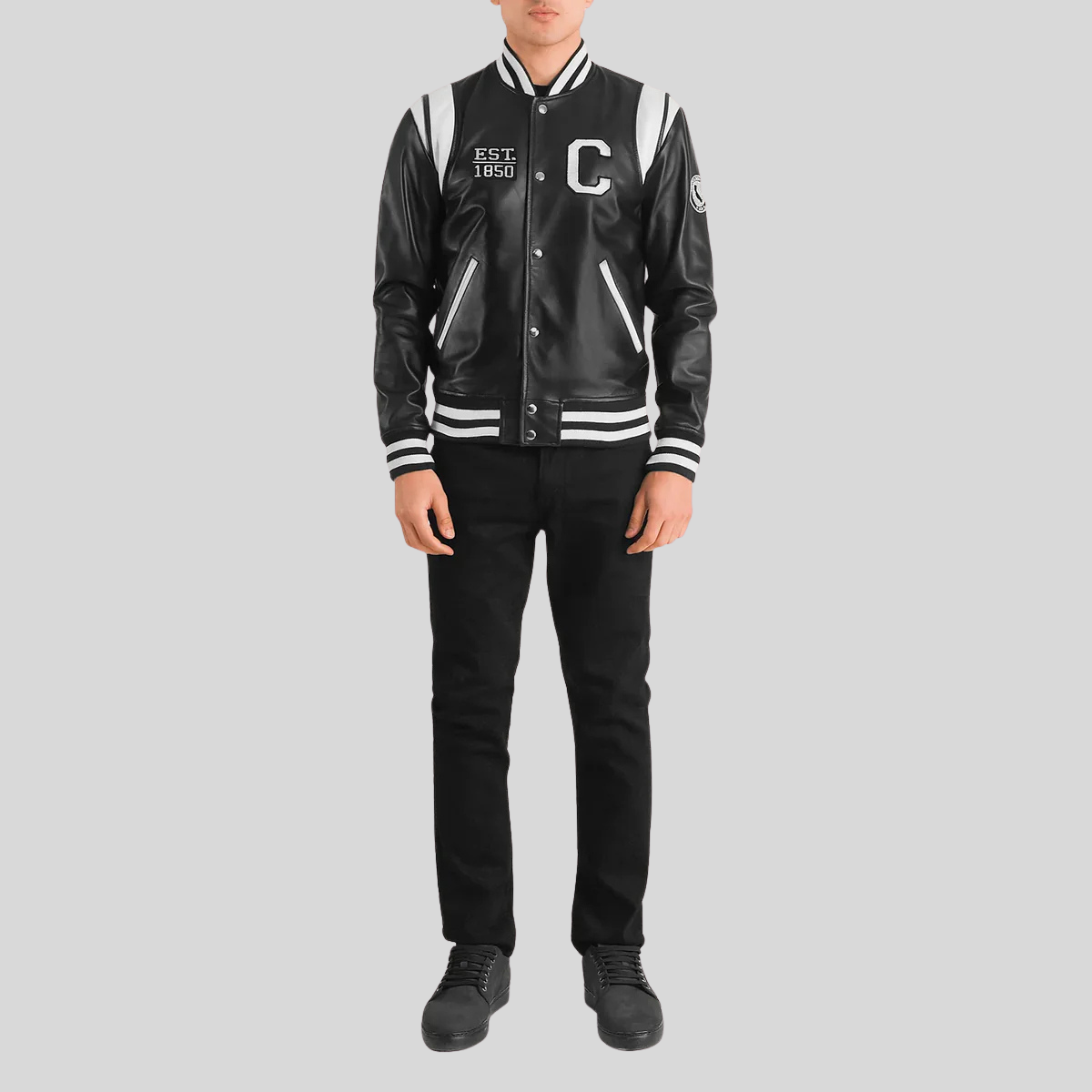 Liberte California Black Leather Varsity Jacket – Men’s Premium Edition