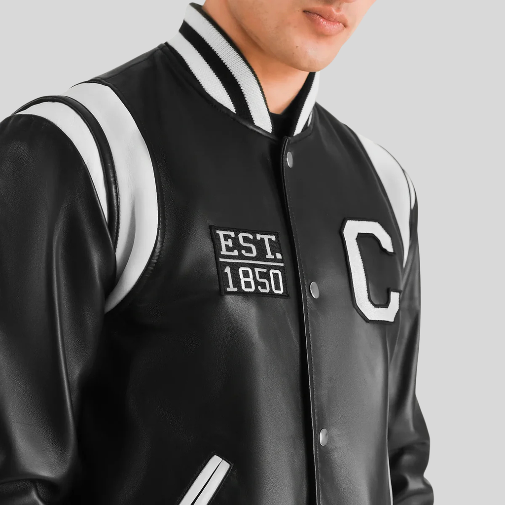 Liberte California Black Leather Varsity Jacket – Men’s Premium Edition