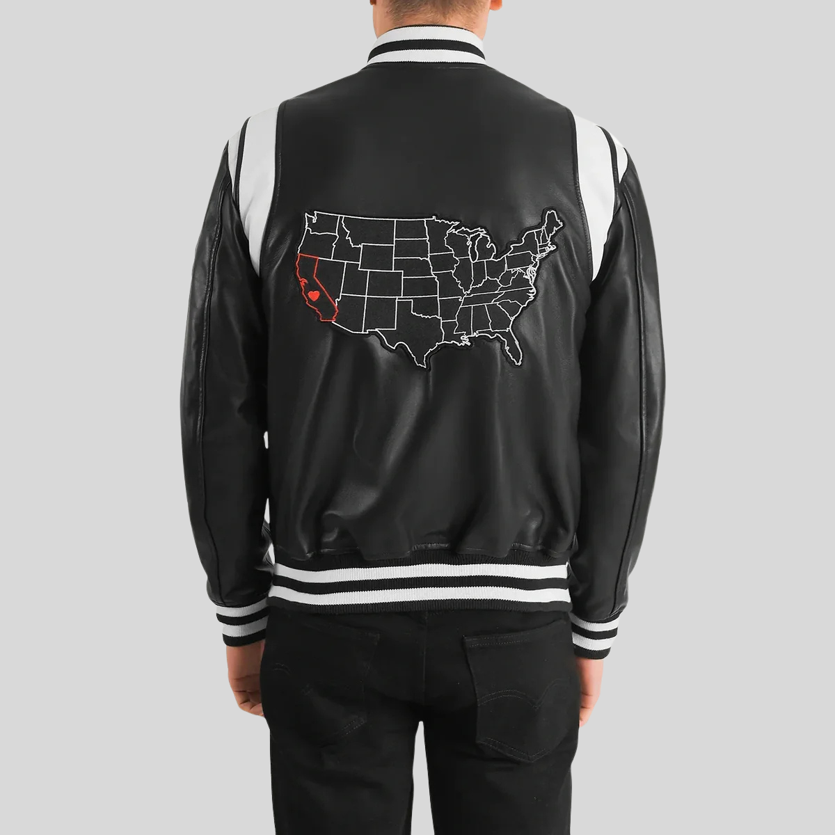 Liberte California Black Leather Varsity Jacket – Men’s Premium Edition