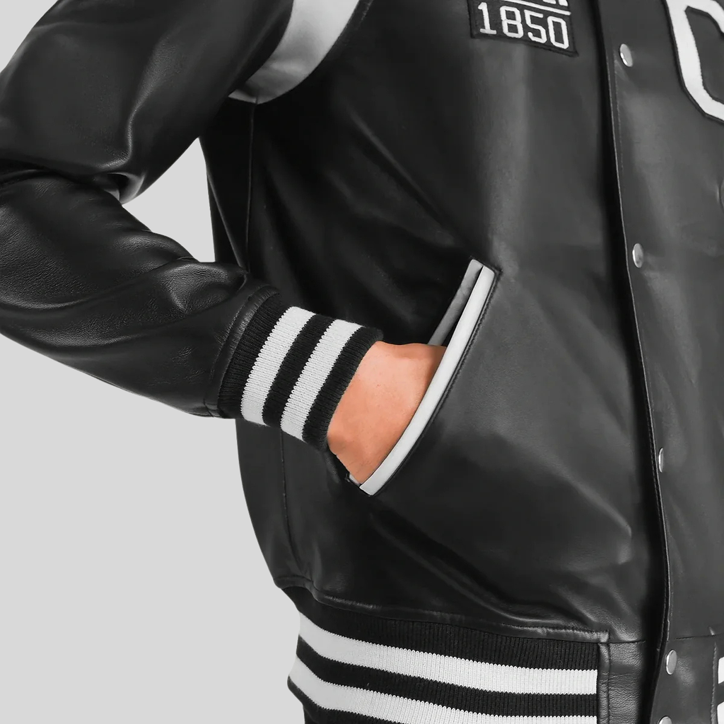 Liberte California Black Leather Varsity Jacket – Men’s Premium Edition