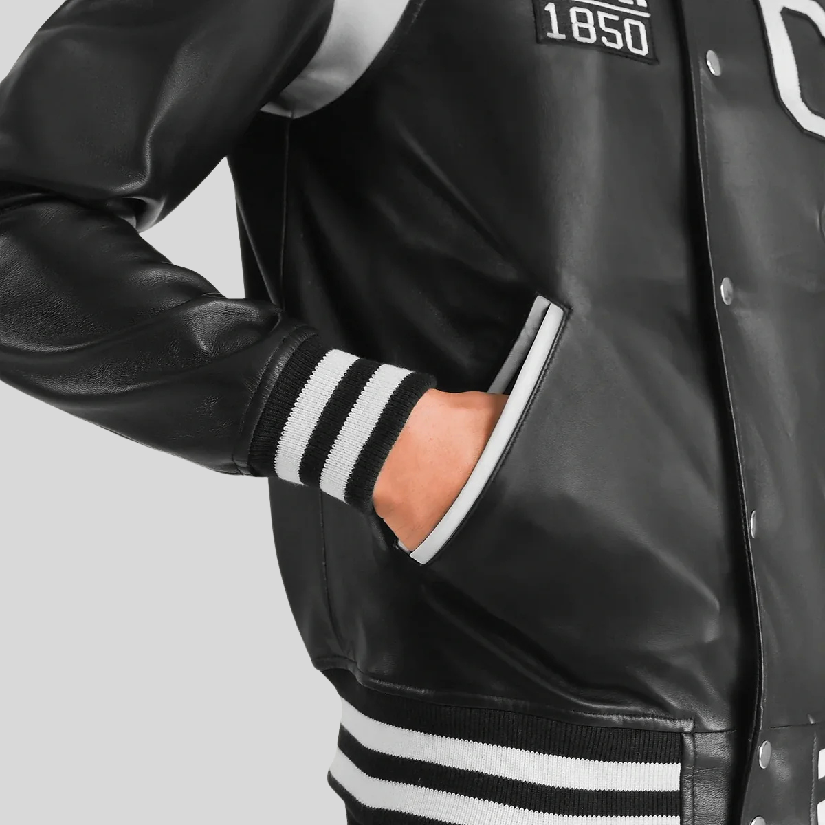 Liberte California Black Leather Varsity Jacket – Men’s Premium Edition