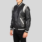 Dantee Black Leather Varsity Jacket – Men’s Premium Edition
