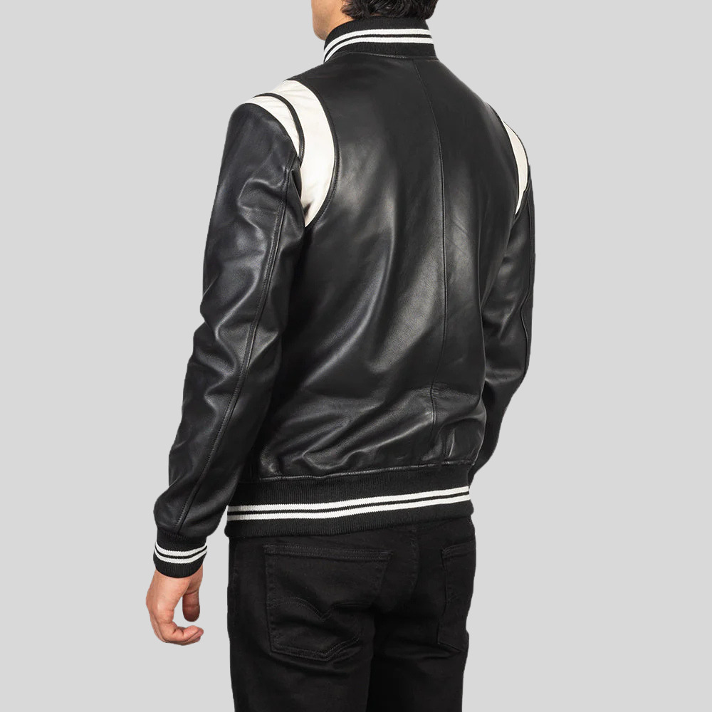 Dantee Black Leather Varsity Jacket – Men’s Premium Edition