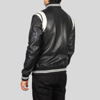 Dantee Black Leather Varsity Jacket – Men’s Premium Edition