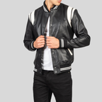 Dantee Black Leather Varsity Jacket – Men’s Premium Edition